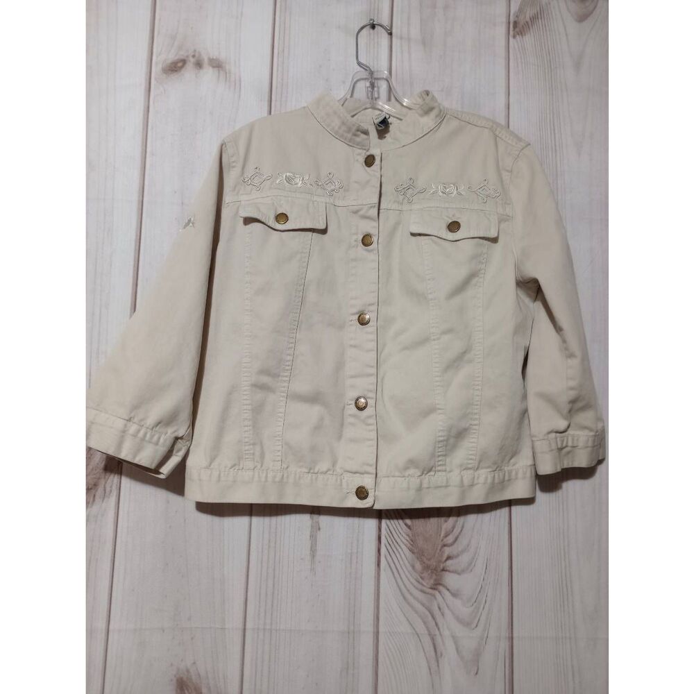 Caribbean Joe Jacket Ladies Large Denim Ivory